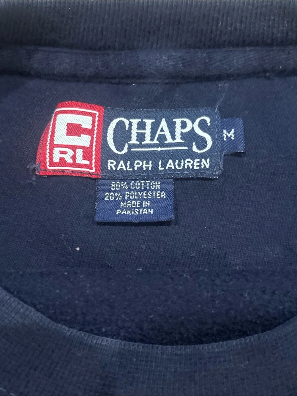 Vintage 90s Chaps Ralph Lauren Sweatshirt Mens Medium Navy Blue